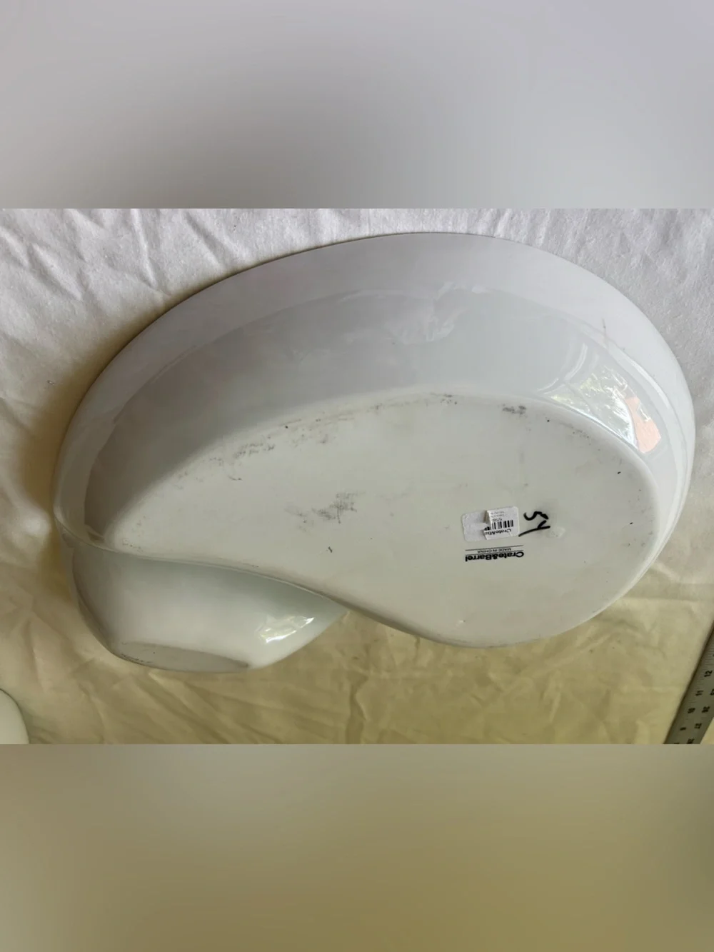 Crate & Barrel White Double-Section Ceramic Serving Platter